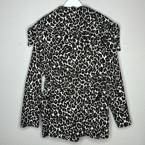 Dollhouse Hooded Cheetah Print Pea Coat Jacket Size Large Belted Shawl Collar - Picture 6 of 15